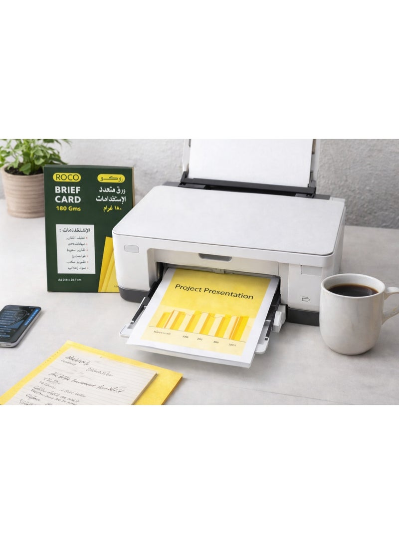 ROCO A4 Brief Card Paper 50 Sheets 180 GSM Thick Card Stock for Certificates Reports and Office Use – Yellow - Image 4